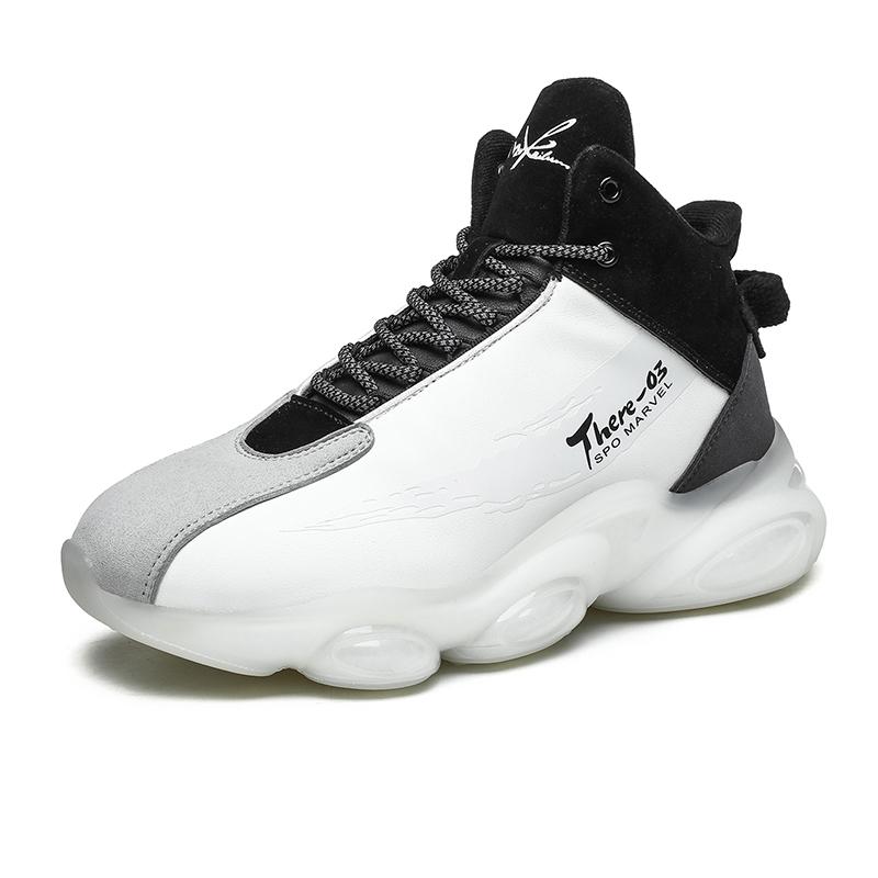 Pantofi sport noi pentru bărbați 2025, cu talpă groasă, albi, pantofi sport cu talpă moale brută, pantofi de alergare popcorn, rezistenți, flexibili, bascheți