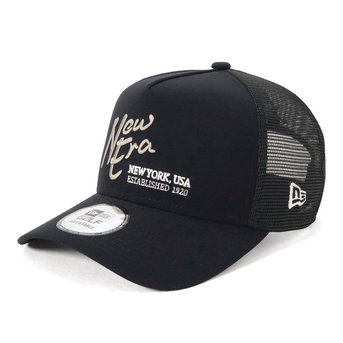 New Era Golf 9FORTY A-Frame Trucker Mesh Cap Nylon Tussah Black Free Size Hat