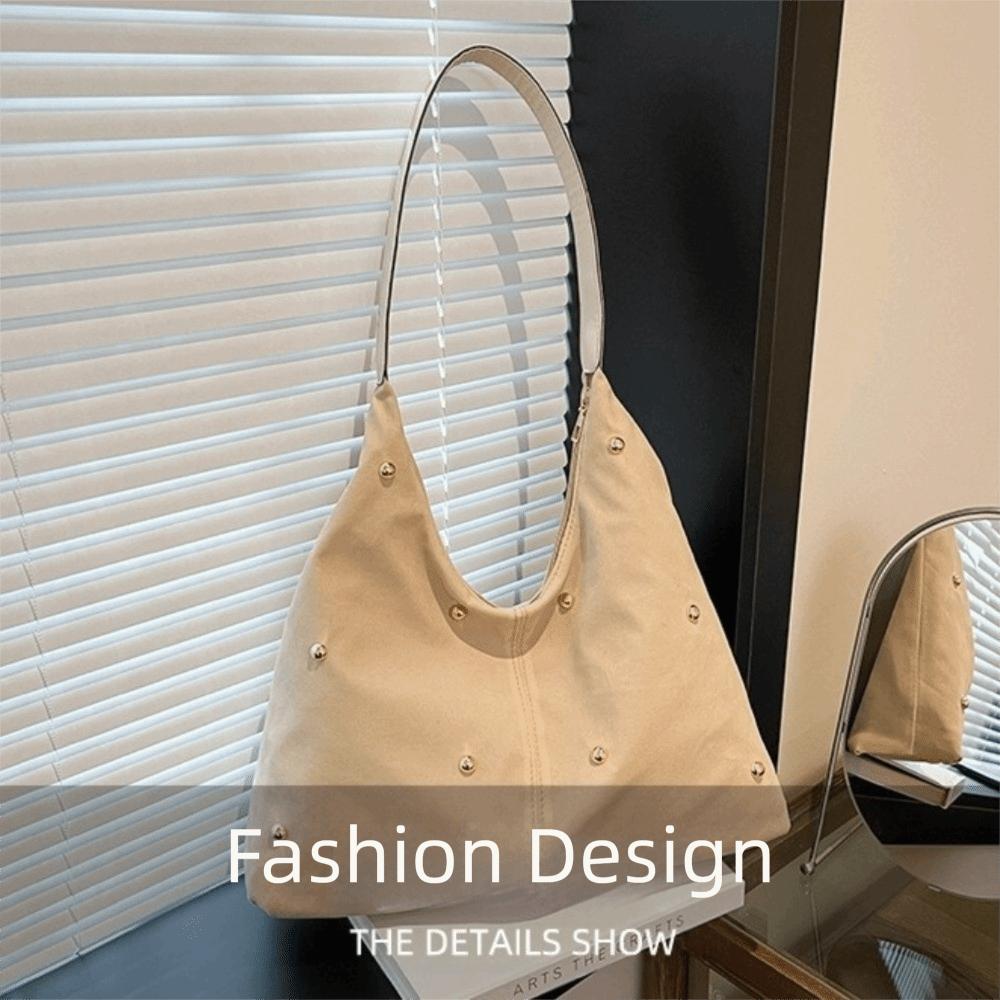 Neue große Umhängetasche Faux-Wildleder Nieten Damen Handtaschen Einfarbige Unterarm-Tragetasche Damen