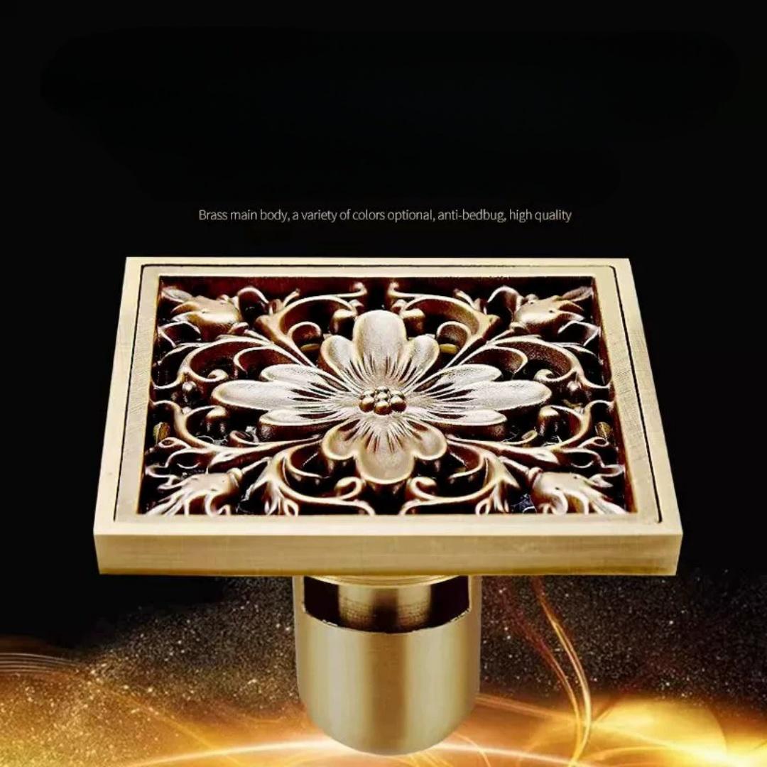 10X10 CM Floor Drains Antique Bronze Brass Shower Floor Drain Bathroom Deodorant Square Floor Drain Strainer Cover Grate Waste