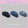 Artistic Retro Style Womens Beret In Denim Blue Warm Cotton Fabric For All Seasons