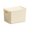 Rectangular Storage Box Desktop Organizer with Lid, MultiFunctional Bin 1pc 24.3x17.2x10.3cm Cream