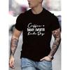 Letter Print Men's Short Sleeve T-shirts, Comfy Casual Breathable Tops For Men's Fitness Training, Jogging, Outdoor Activities