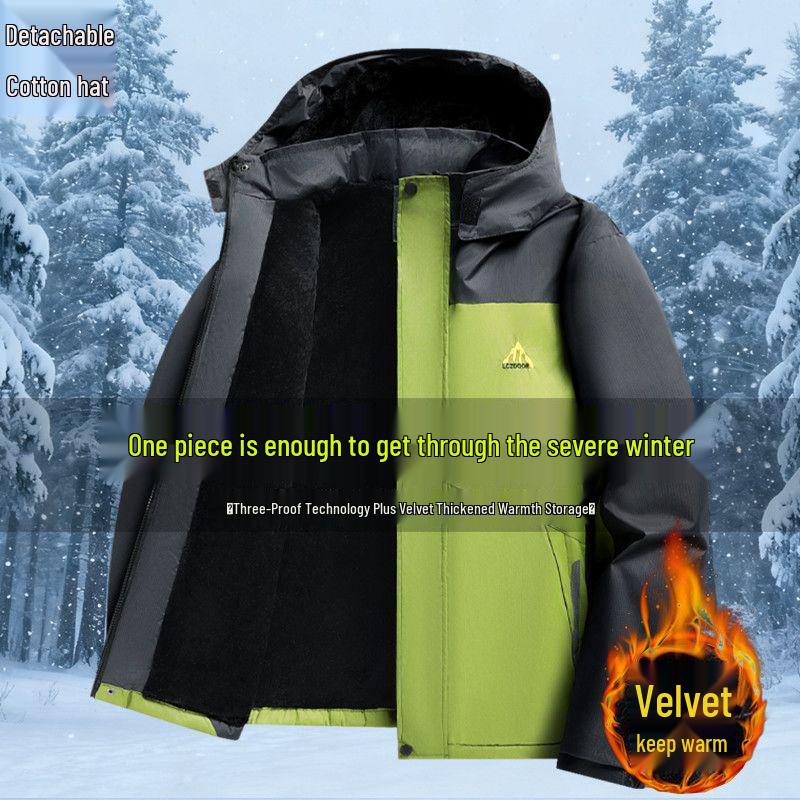 Men's Fleece-Lined Winter Work Jacket - Windproof, Waterproof, Cold Protection Coat