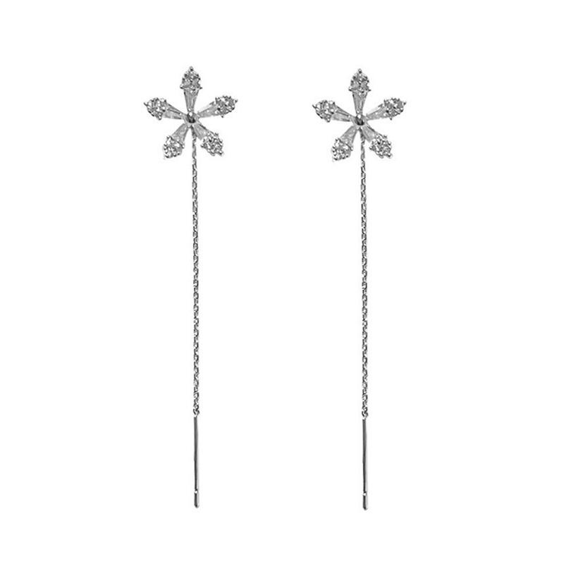 

Микро-инкрустация цирконием в виде цветка, линия ушей, изысканный свет, роскошные серьги-капли высокого качества, ювелирные изделия со звездами, подарки серебряный