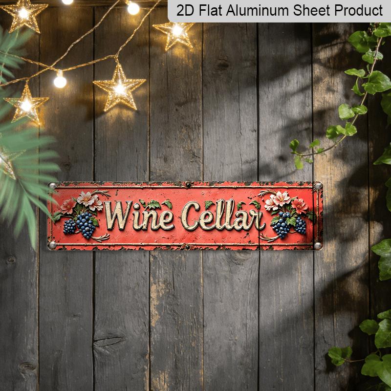 2D Flat, 1pc Interesting ”red Wine Cellar Decoration Signboard" Retro Aluminum Logo Retro Metal Logo Fashion Wall Art Plaque Home Decoration Bathroom
