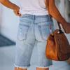 2024 Summer European and American Women's Washed Ripped Denim Shorts