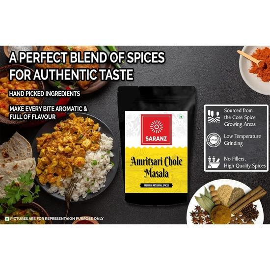 SARANZ Amritsari Chole Masala Perfect for Cooking, Ready To Use, No Added Colours, Spice Powders and Masalas, Chana Chole Masala-100 Grams
