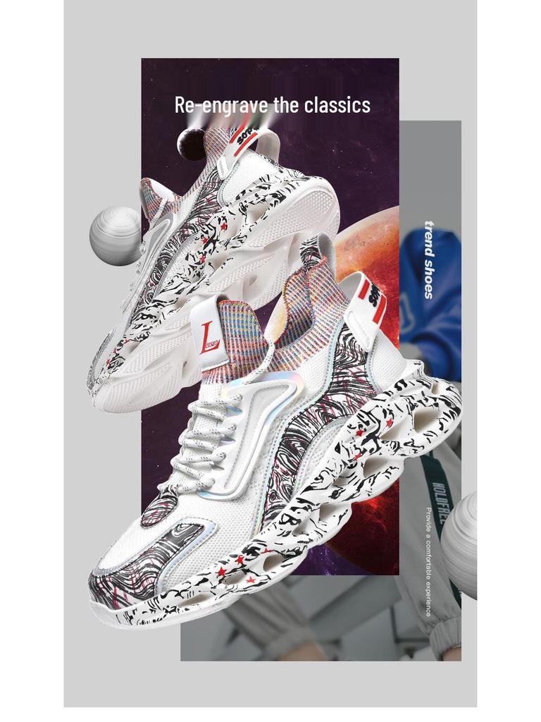 2023 Autumn Men's Tide Sports Shoes with 3D Printed Outsole, Super Light, High Sole, Size 46