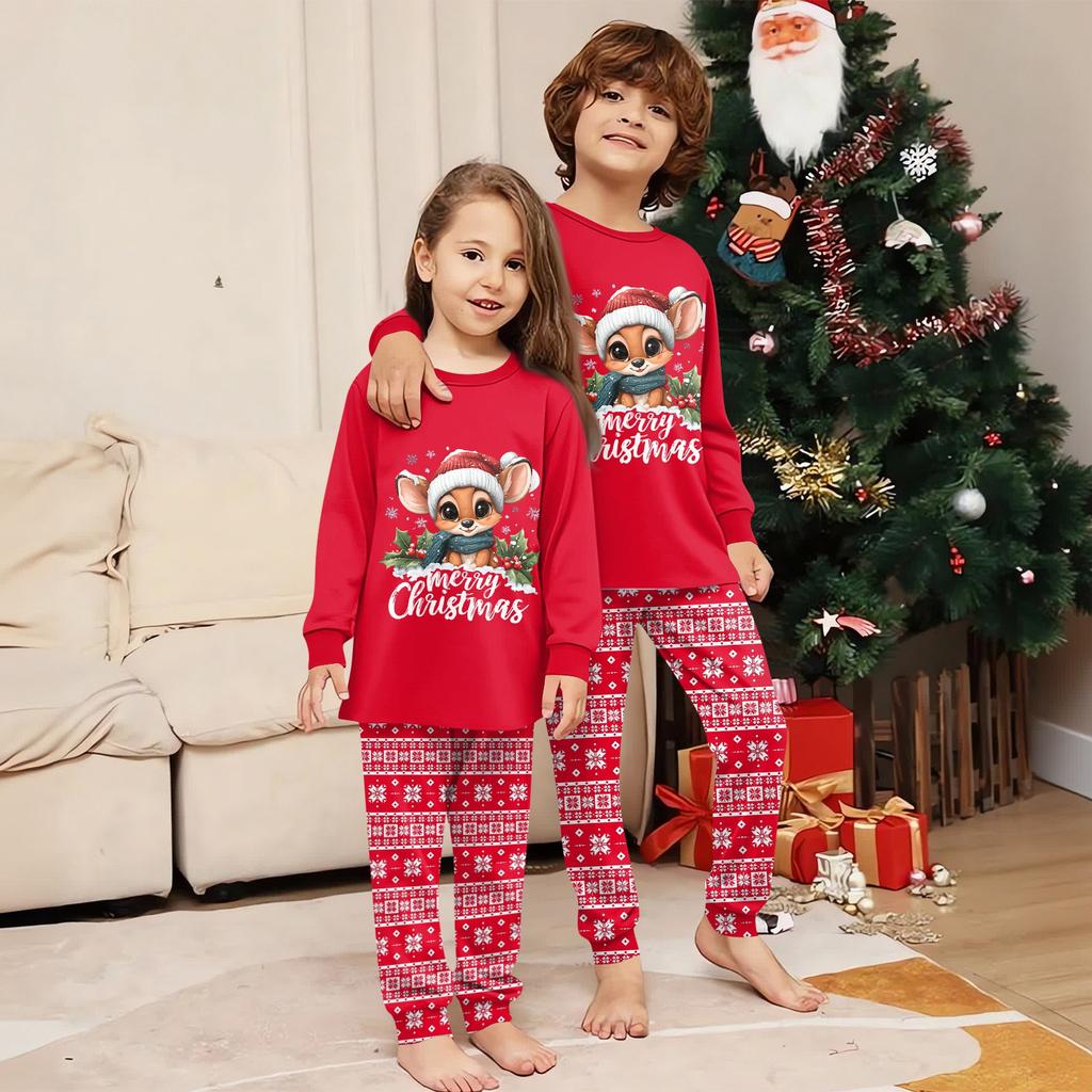 Family Matching Print Sets Pajamas Loungewear Outfits Family Matching Long Sleeve Tops+Pants Set