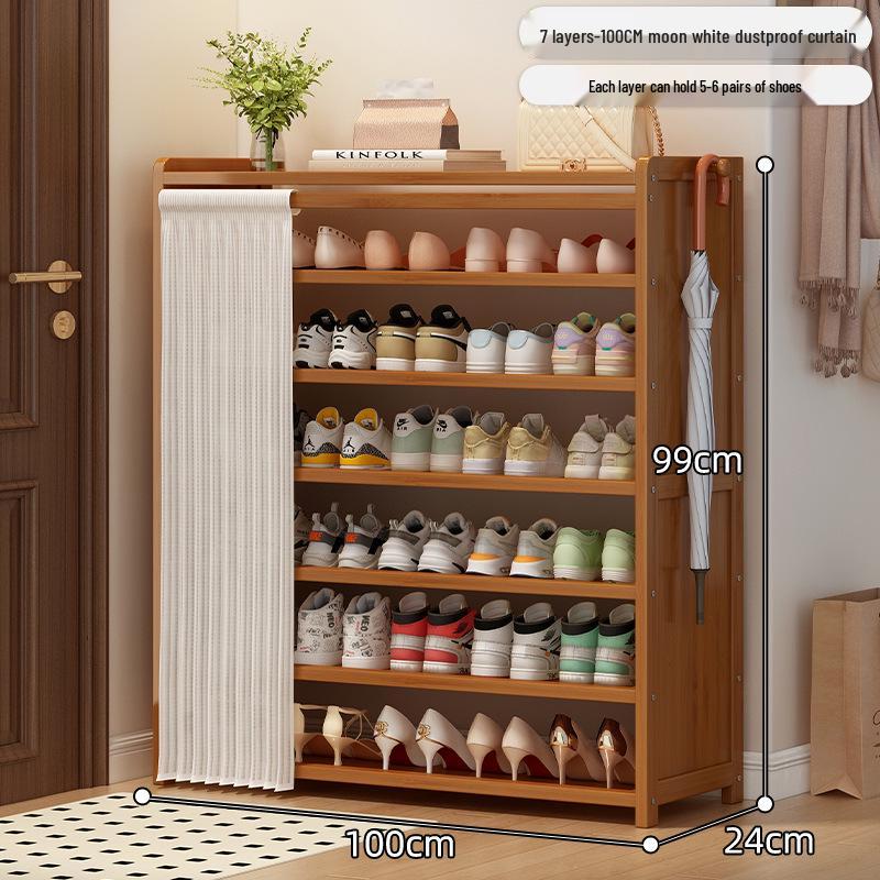 Bamboo Shoe Rack: Multi-Layer Dustproof Cabinet for Compact Home Storage