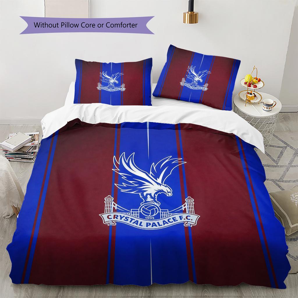 Crystal Palace F.C Pattern Bedding Quilt Set Home Decoration Gift (1 * duvet cover + 2 * pillowcase without core).xwn