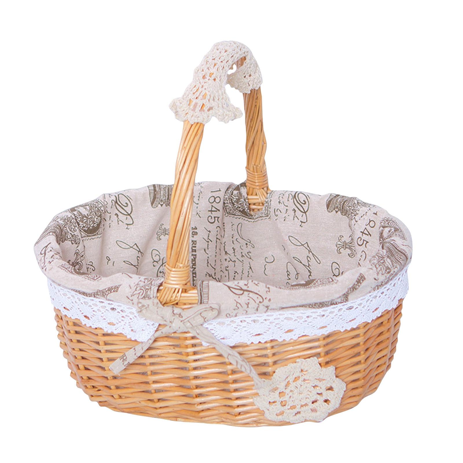 

Woven Basket, Handcrafted Storage Basket With Handles And Linen, Multifunctional Bread And Fruit Container, Ideal For Family Gatherings One Size