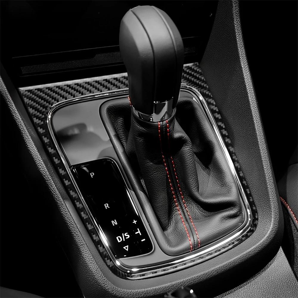 Echter Weicher Karbonfaser-Aufkleber Auto Schaltknauf Rahmen Panel Verkleidung Innenzubehör Für Seat Leon MK3 2013 2014 2015 LHD RHD