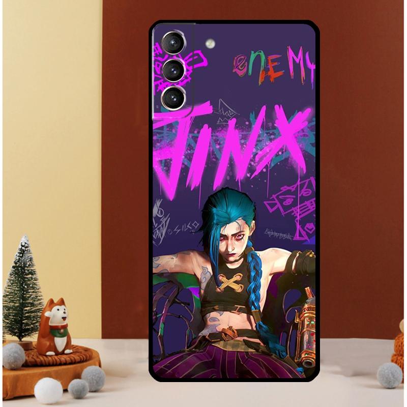 Anime Arcane Jinx Case For Samsung Galaxy S23 S24 Ultra S8 S9 S10 S22 Plus Note 10 20 Ultra S20 S21 FE Cover