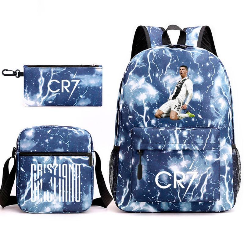 School Bag, Peripheral Printing Three-piece Set, Student School Bag, Backpack, Messenger Bag, Pencil Bag.