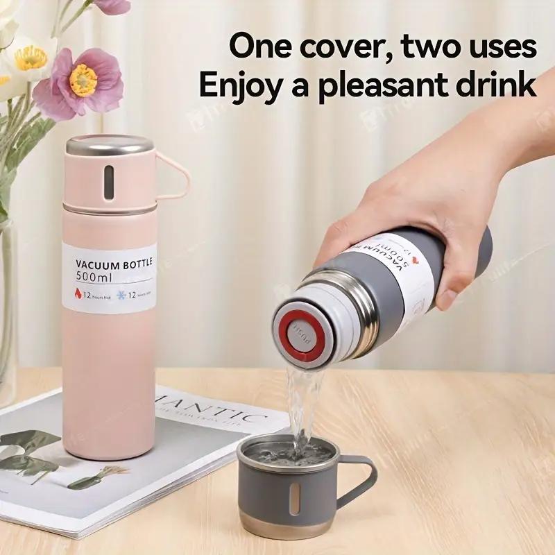 500ML Stainless Steel Thermal Water Bottle Vacuum Flask Gift Set Office Business Style Thermos Bottle Outdoor Hot Insulation Cup