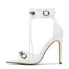 Liyke Moda Estiva Zip Nappa Sandali Donna Borchie Metallo Fibbia Punta Aperta Tacchi Spogliarellista Scarpe Banchetto Matrimonio Stiletto