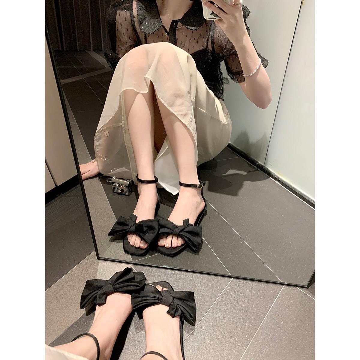 

Пятно второго волоса~ Ужин возлюбленной~ Милый бант черного цвета с высоким каблуком-шпилькой босоножки женские 34