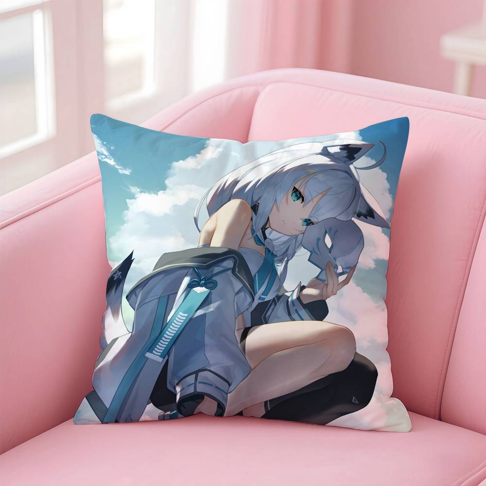 Cute S-Shirakami F-Fubuki Pillow Case Comfort Sofa Bed Silky elegant Invisible zipper Custom Decorative cushion cover 40X40cm
