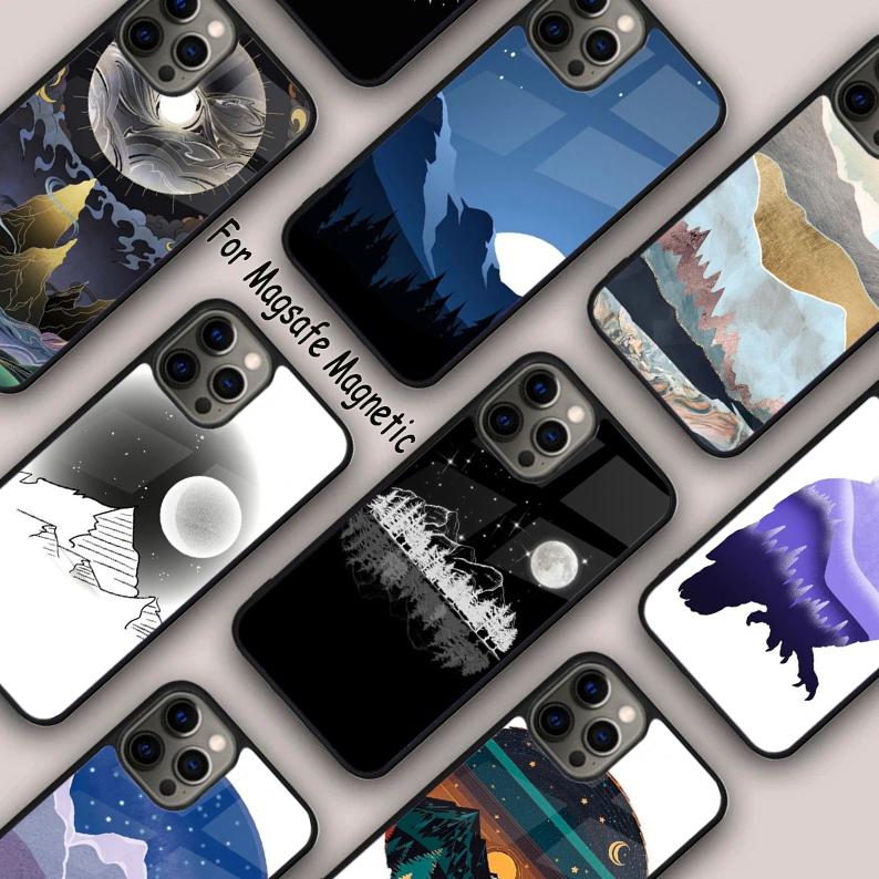 Coque de téléphone magnétique Ciel nocturne Montagne Paysage Pour APPLE iPhone 17 Air 16 14 13 12 Pro Max 15 Plus Housse MagSafe sans fil