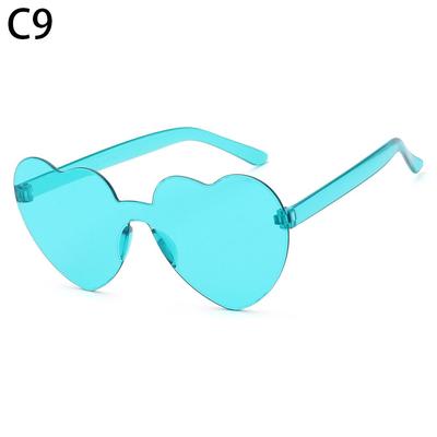Accessories Candy Color Trendy Transparent Heart Glasses Sunglasses For Women Rimless Heart Sunglasses