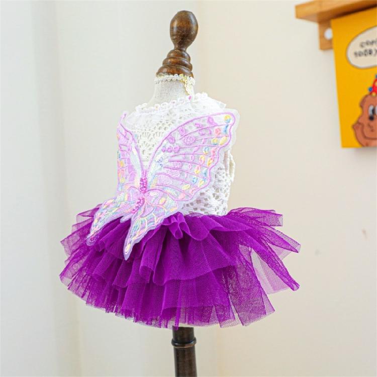 Dog Tulle Dresses Cats Princess Dress Pet Costume Dress with Embroidery Butterfly Wedding Cats Formal Event Photo Outfit