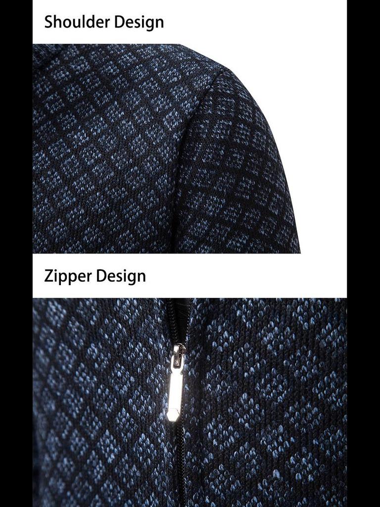 Men's Stand-Up Collar Knitted Cardigan - Thick Ribbed Velvet Sweater for Autumn/Winter (Middle-Aged & Elderly)