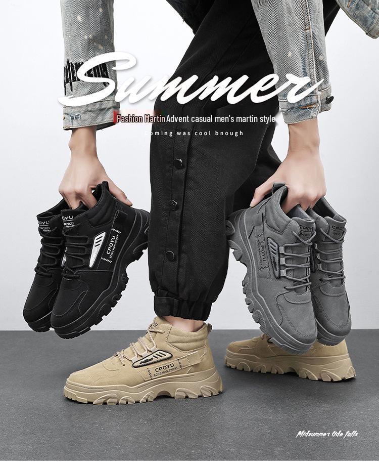 Men's Spring High-Top Breathable Non-Slip Work Shoes - Trendy, Wear-Resistant, All-Match Sports & Leisure Footwear