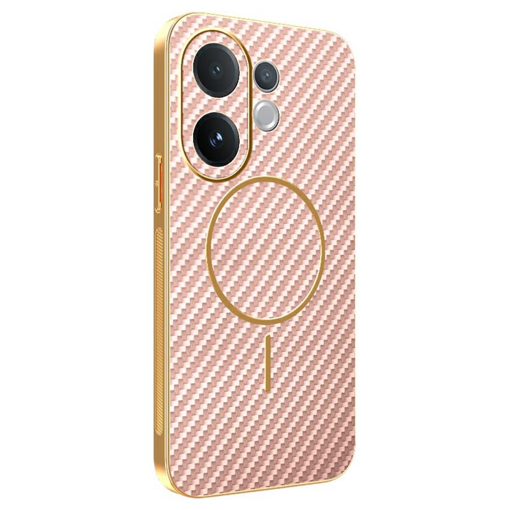 For Vivo V60 5G Phone Case Carbon Fiber Textured Electroplated TPU Back Cover