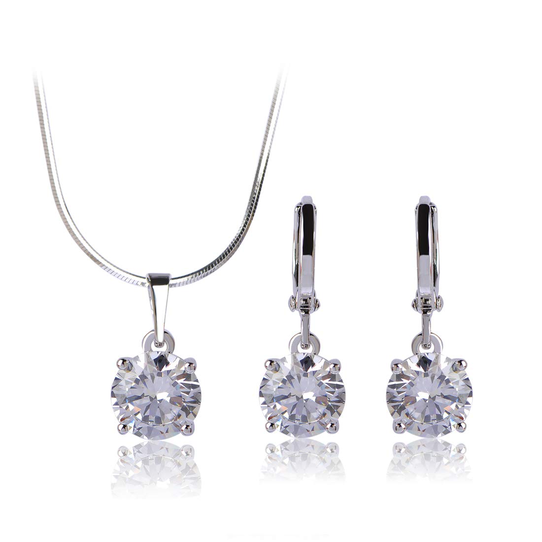 

Набор кристальных аксессуаров MECHOSEN: Колье + Серьги (Набор из 2 предметов) - Латунные Серьги, Кулон с Одним Камнем, Формальное Ожерелье, Стильные, Блестящие Украшения