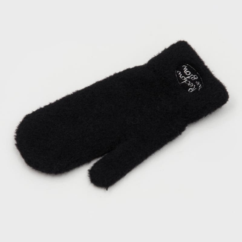 RECLOW FLUFFY LOGO MITTEN GLOVE BLACK