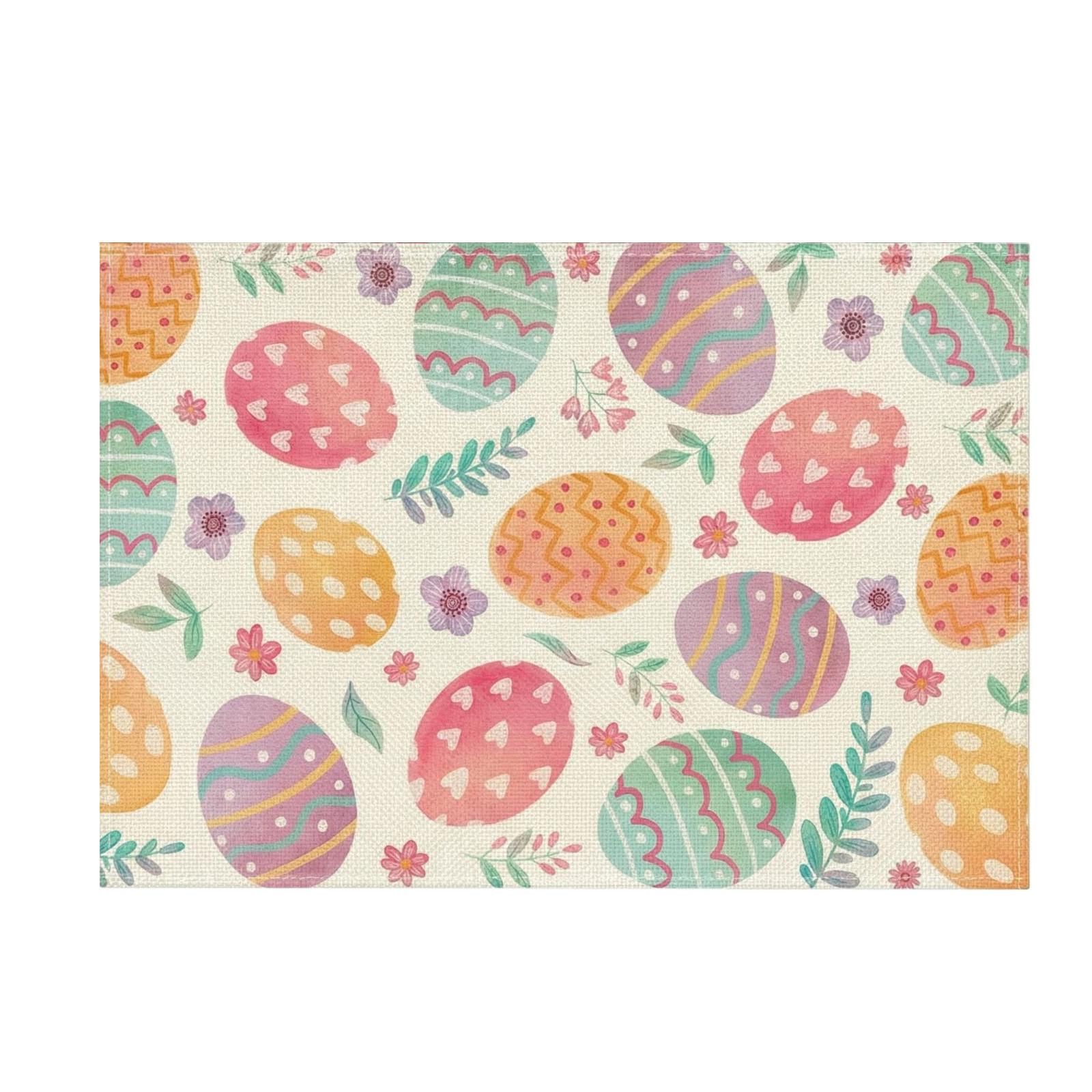

Easter Placemat Set of 3 Decorative Table Mats Featuring Bunny Silhouettes and Seasonal Motifs Suitable for Holiday Dining One Size
