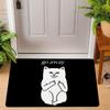 Sassy Go Away Cat Doormat Black Humorous Entrance Rug with Funny Cartoon Print Non-Slip Welcome Mat for Home Decor Fashionable