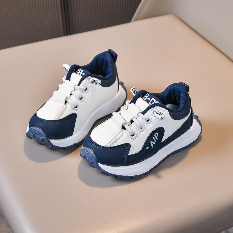 Kids Soft Sole Chunky Sneakers Leather Non Slip Casual Shoes For Boys And Girls Lightweight Comfortable Daily Wear