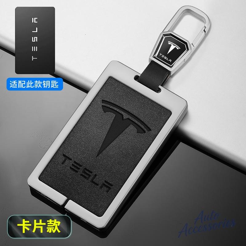 Leder Auto NFC Karten Schlüssel Etui Hülle Zinklegierung Schutzschale Schlüsselanhänger Für Tesla Model 3 Model Y Model S X Schlüsselanhänger Zubehör