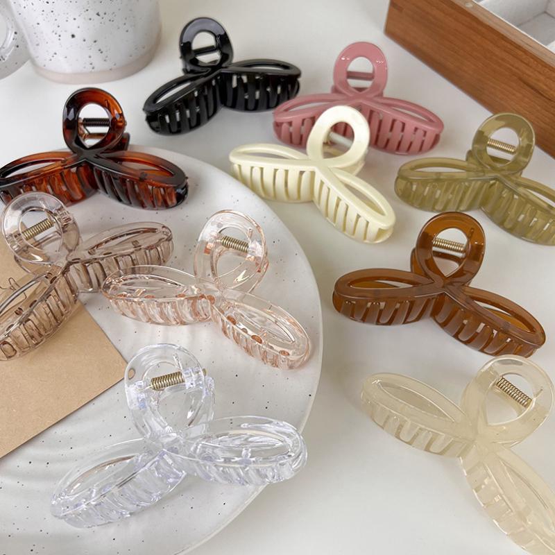 New Bow Sweet Acrylic Hair Claw Shark Clips Solid Color Grab Clip for Women Girls Elegant Hairpins Fashion Hair Accessories