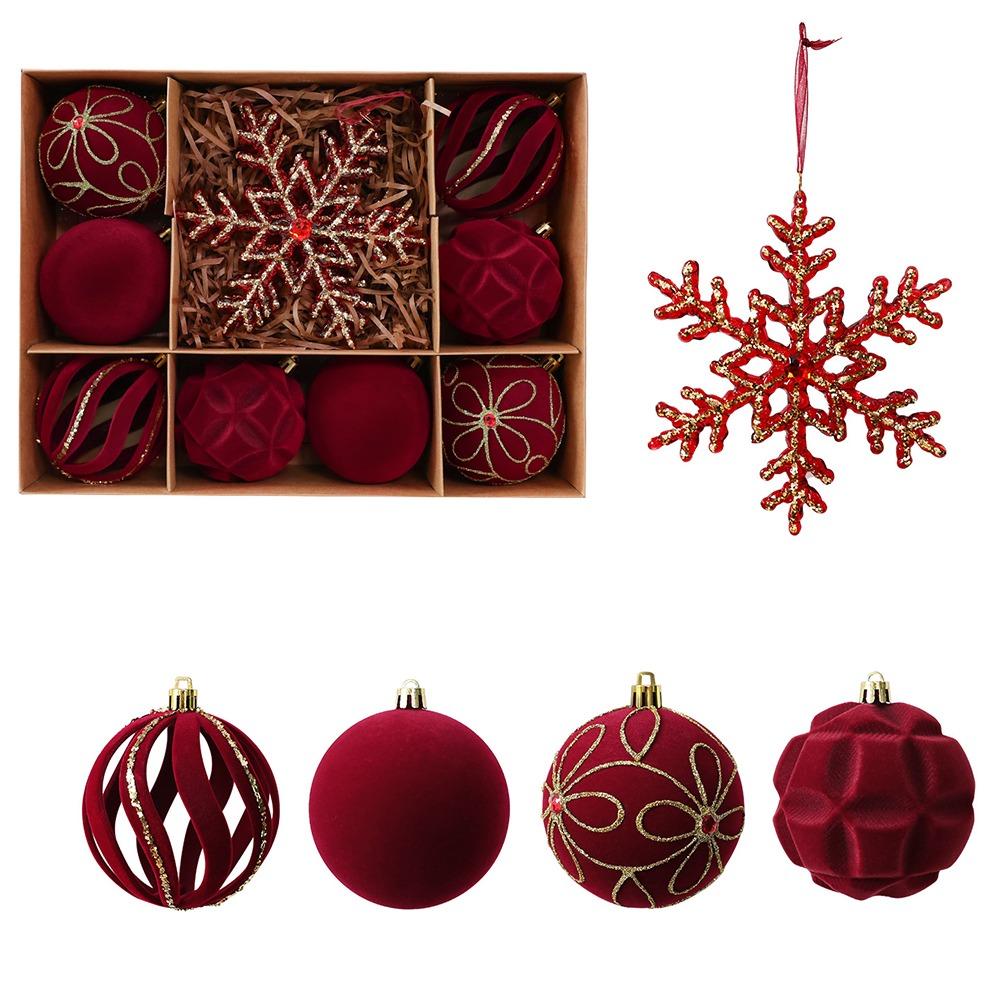 10Pcs Glitter Christmas Baubles Ornament Plastic Christmas Tree Decor Balls Party Decor