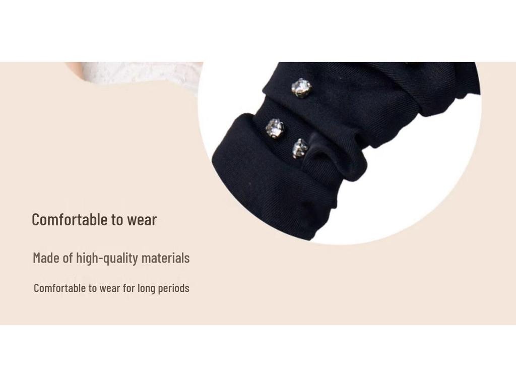 Hathaway Crystal Pleated Diamond Headband: Black Wide-Brimmed High-End Accessory for a Slimming Effect