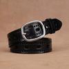 Womens Genuine Leather Belt With Hollow Cut Design Minimalist Neutral Style Jeans Dress Pants Zinc Alloy Buckle