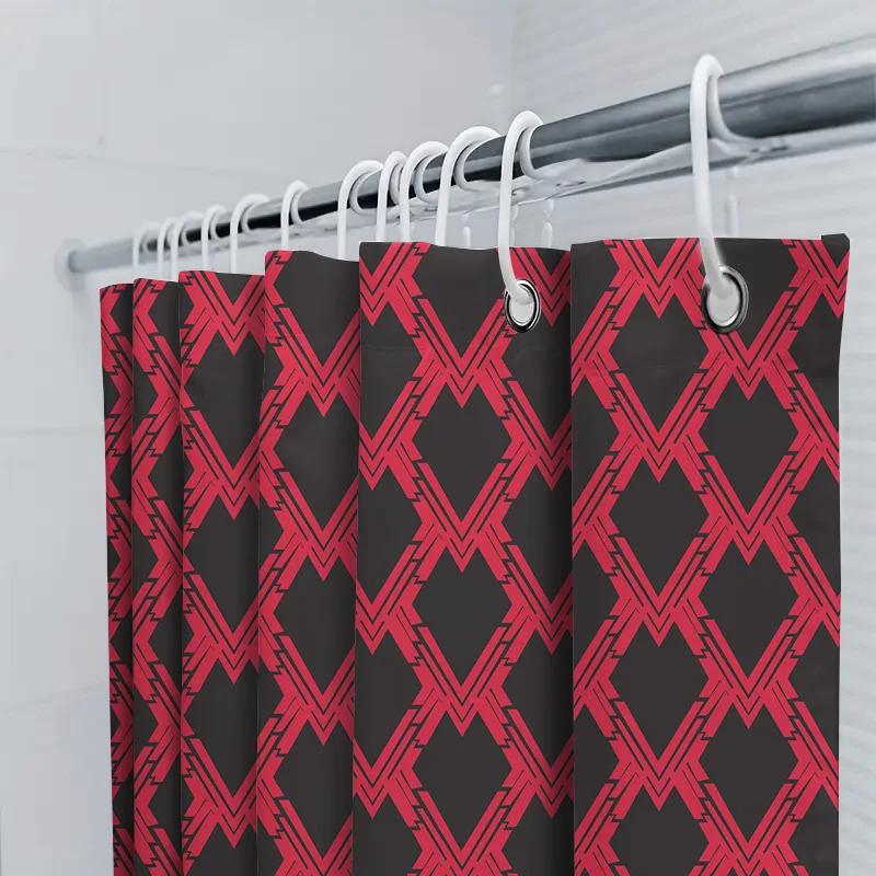 Red Blue Diamond Shower Curtain Waterproof Decorative Home Bathroom Fabric Shower Curtains For Children'S Room Modern Design