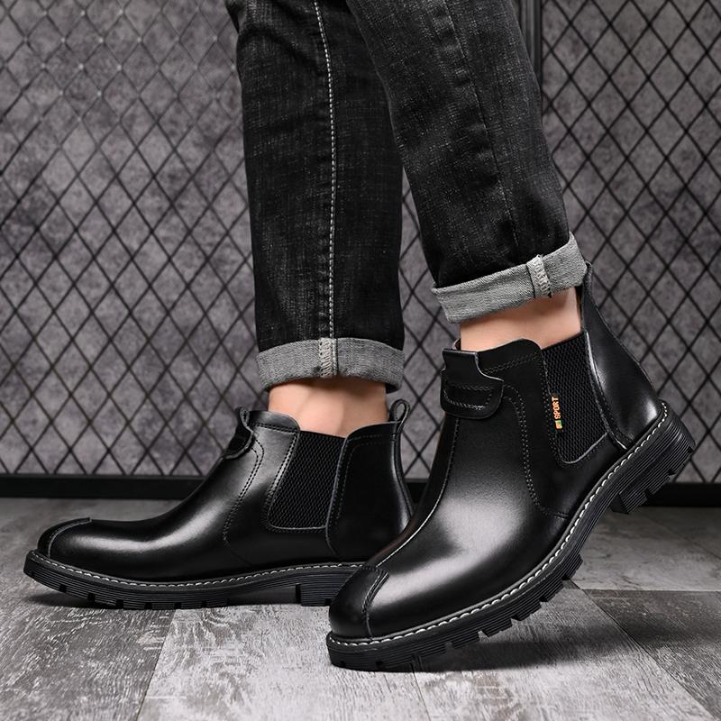 Autumn Winter Retro Boots for Men Fashion Quality Leather Work Boots Men Slip-on Brown Ankle Boots Casual Men Botas Masculino