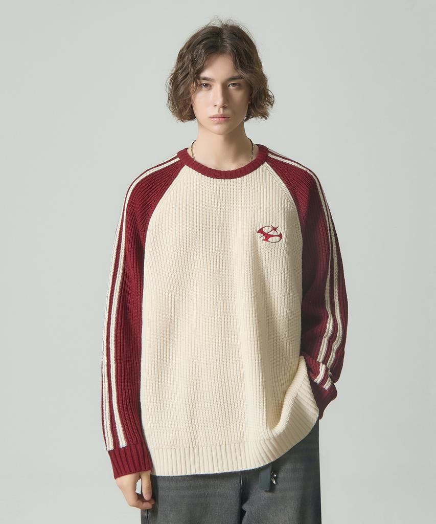 Dimiteulibeullaeg Vlad Raglan Track Sweatshirt Knit_Wine