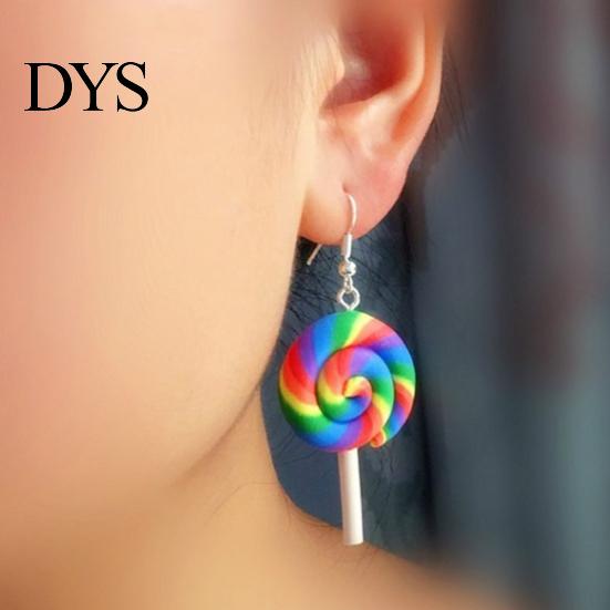 Fashion Rainbow Lollipop Candy Dangle Hook Earrings Women Jewelry Gift Party