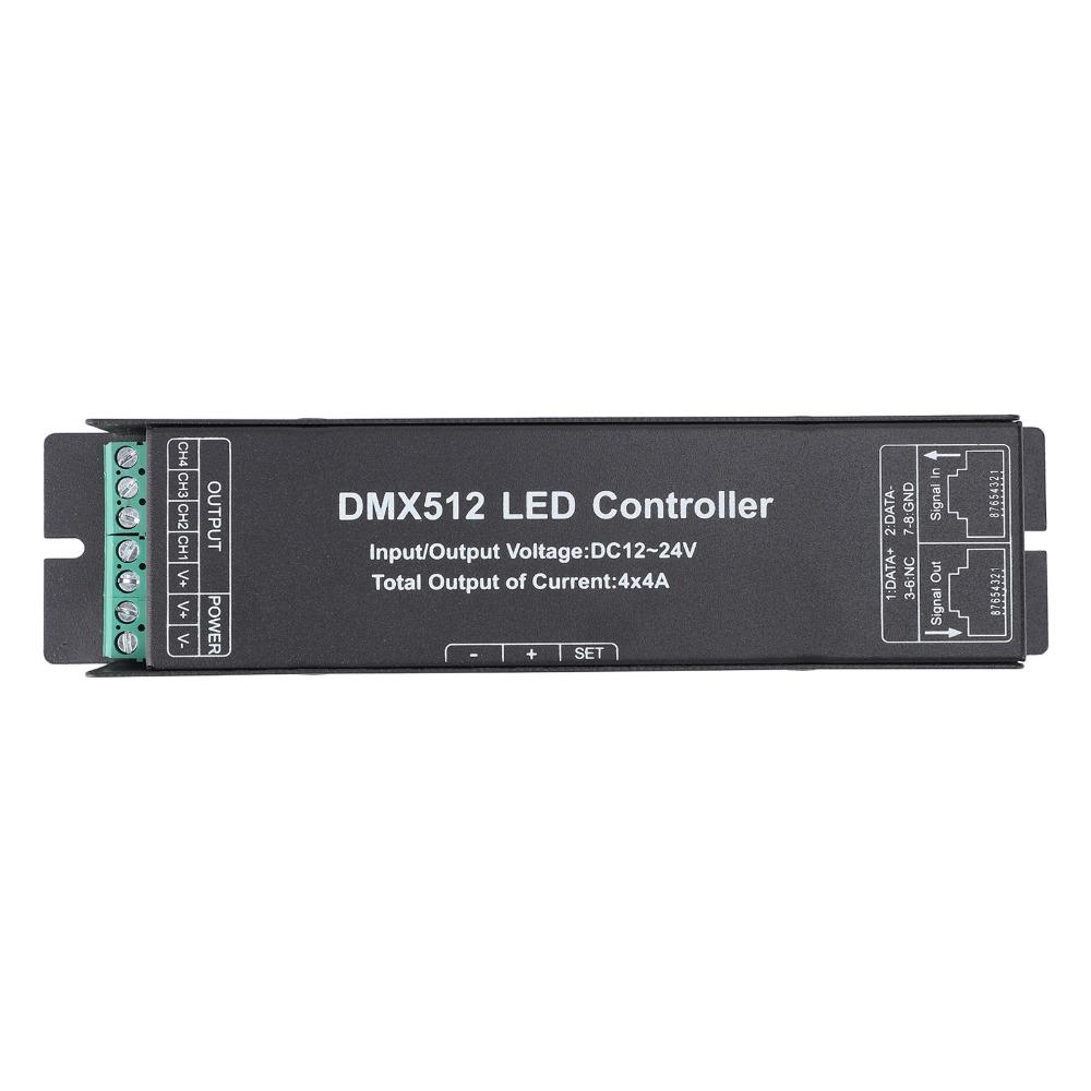 4 Channel DMX512 Decoder 12V-24V DC DMX Dimmer Driver Durable LED Strip Controller Stage Lighting
