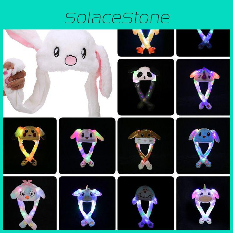 Adorable Cartoon Rabbit Women's Hat With Plush Moving Bunny Ears And Light-up Earflaps