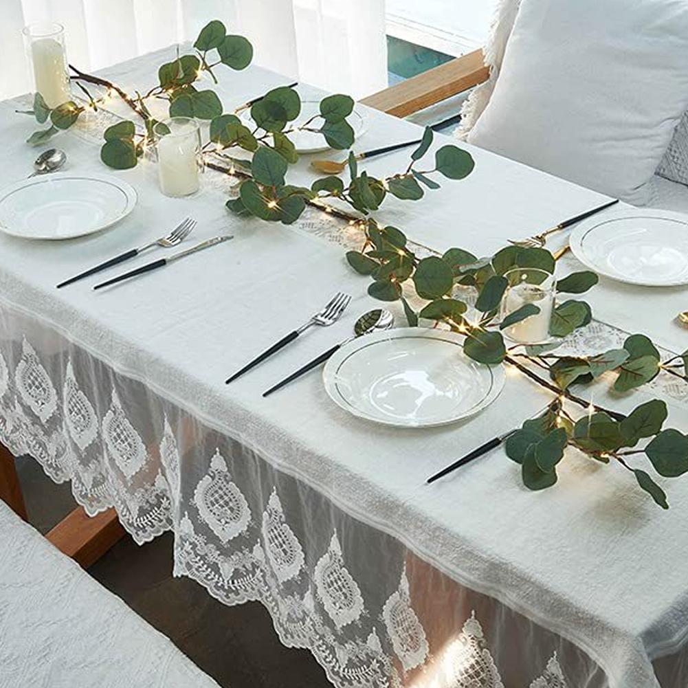 Christmas Lighted Twig Eucalyptus Garland / Olive Garland, Artificial Christmas Greenery Pre-lit Twig Decor for Mantle Fireplace