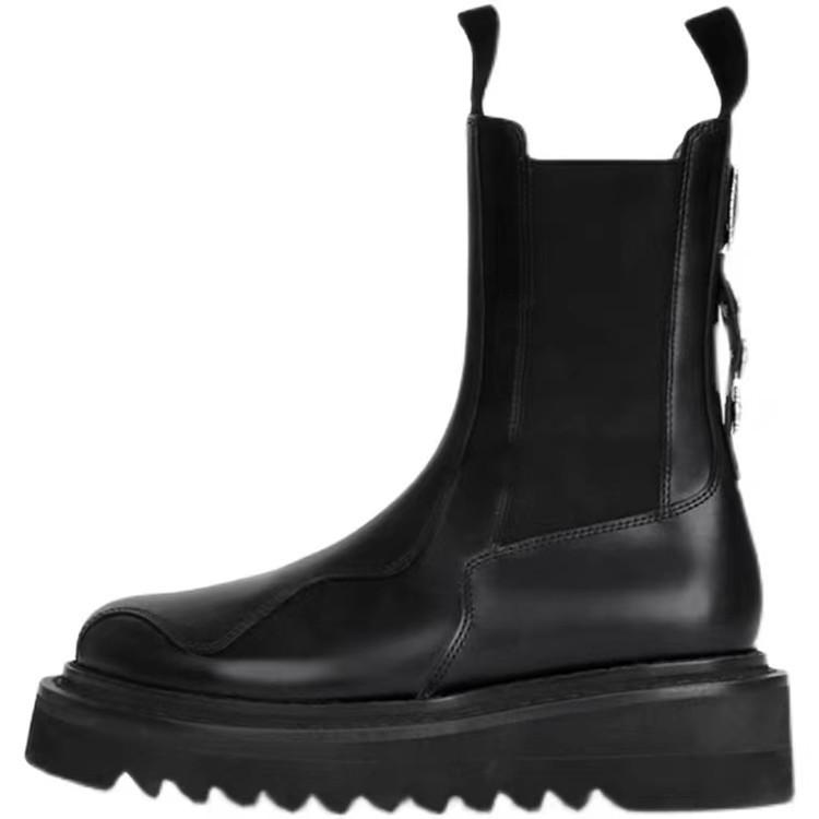 2025 Badge Buckle Slim and Heightened Desert Chelsea Boots Autumn and Winter New Thick-soled British Short Martin Boots Children