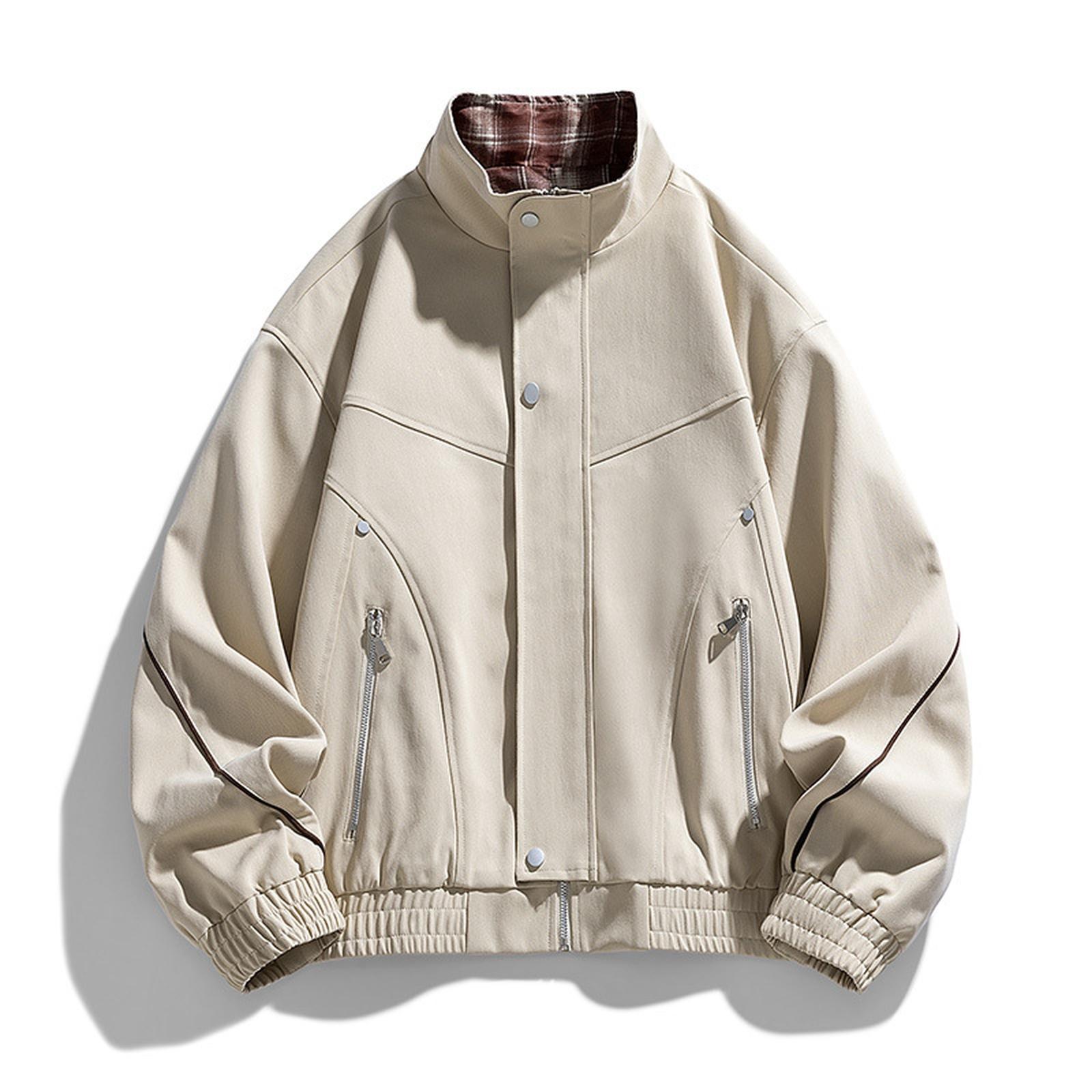 

Мужская куртка в стиле ретро, американская, с длинным рукавом, со стойкой, новая, повседневная, универсальная, свободного кроя XL хаки