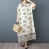 Short Sleeve Plus Size Cotton Vintage Floral New In Dresses for Women Casual Loose Long Summer Dress